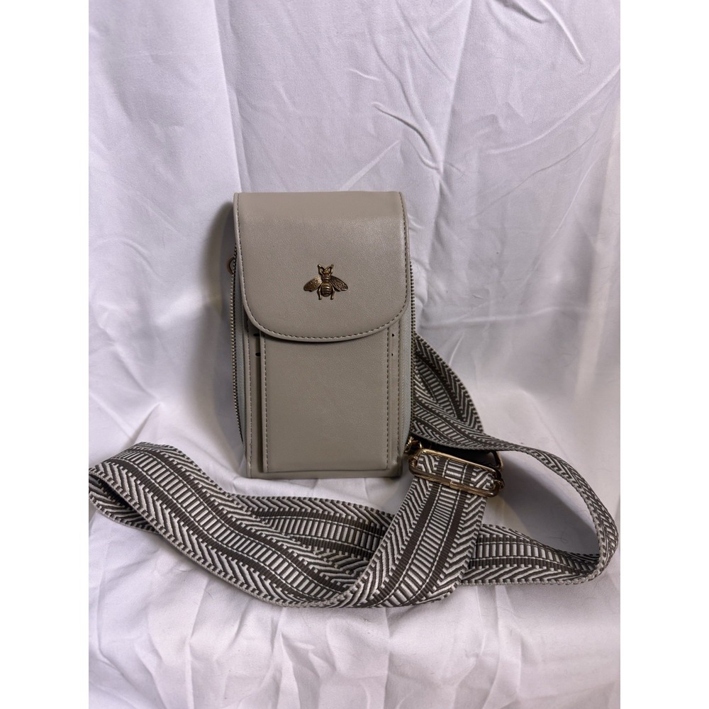 Unbranded Crossbody Faux Leather Taupe   Touchscreen Cell Phone Pouch Purse